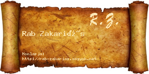 Rab Zakariás névjegykártya